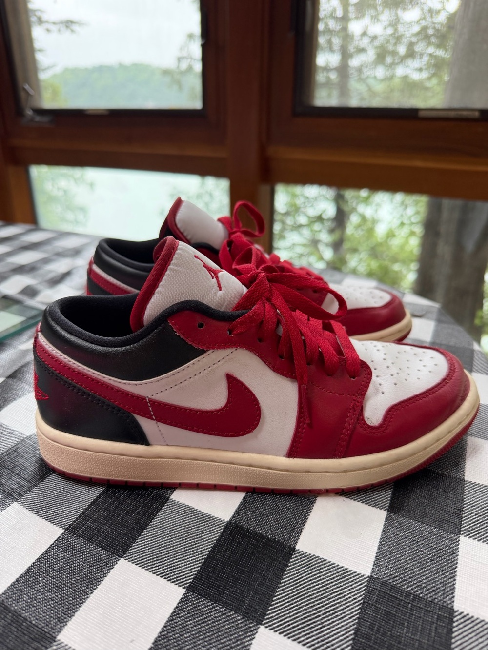 Jordan Low Top Sneakers - Red, White, Black